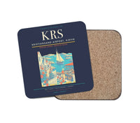 Thumbnail for Kristiansand Airport, Kjevik (KRS) design on navy blue 1 piece coaster