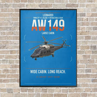 Thumbnail for Leonardo AW149 vertical canvas print - framed - turquoise background