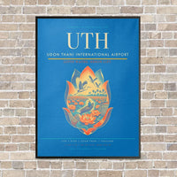 Thumbnail for Udon Thani International Airport UTH vertical canvas print - framed - turquoise background