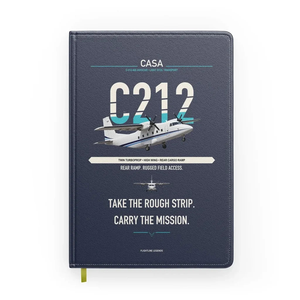 CASA C-212-400 Aviocar design on navy blue notebook