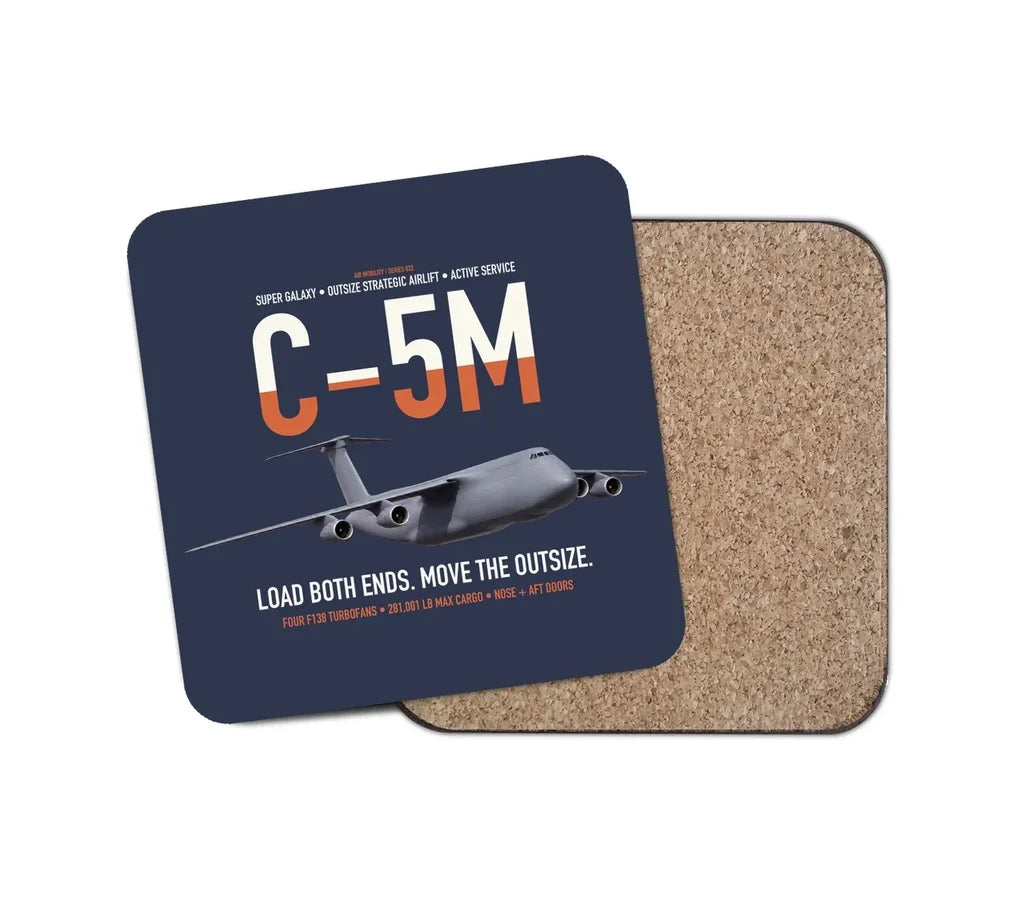 C-5M Super Galaxy design on navy blue 1 piece coaster