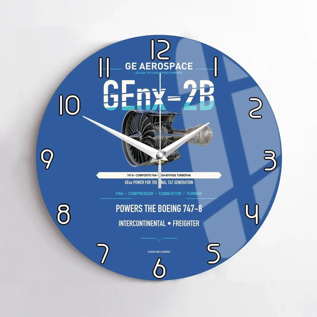 GEnx-2B design on blue no frame wall clock
