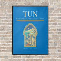 Thumbnail for Tunis-Carthage International Airport TUN vertical canvas print - framed - turquoise background