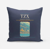 Thumbnail for Trabzon Airport (TZX) design on navy blue pillow