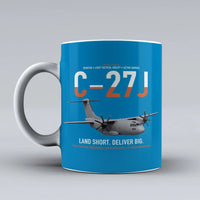 Thumbnail for C-27J Spartan design on turquoise ceramic mug, double-side print