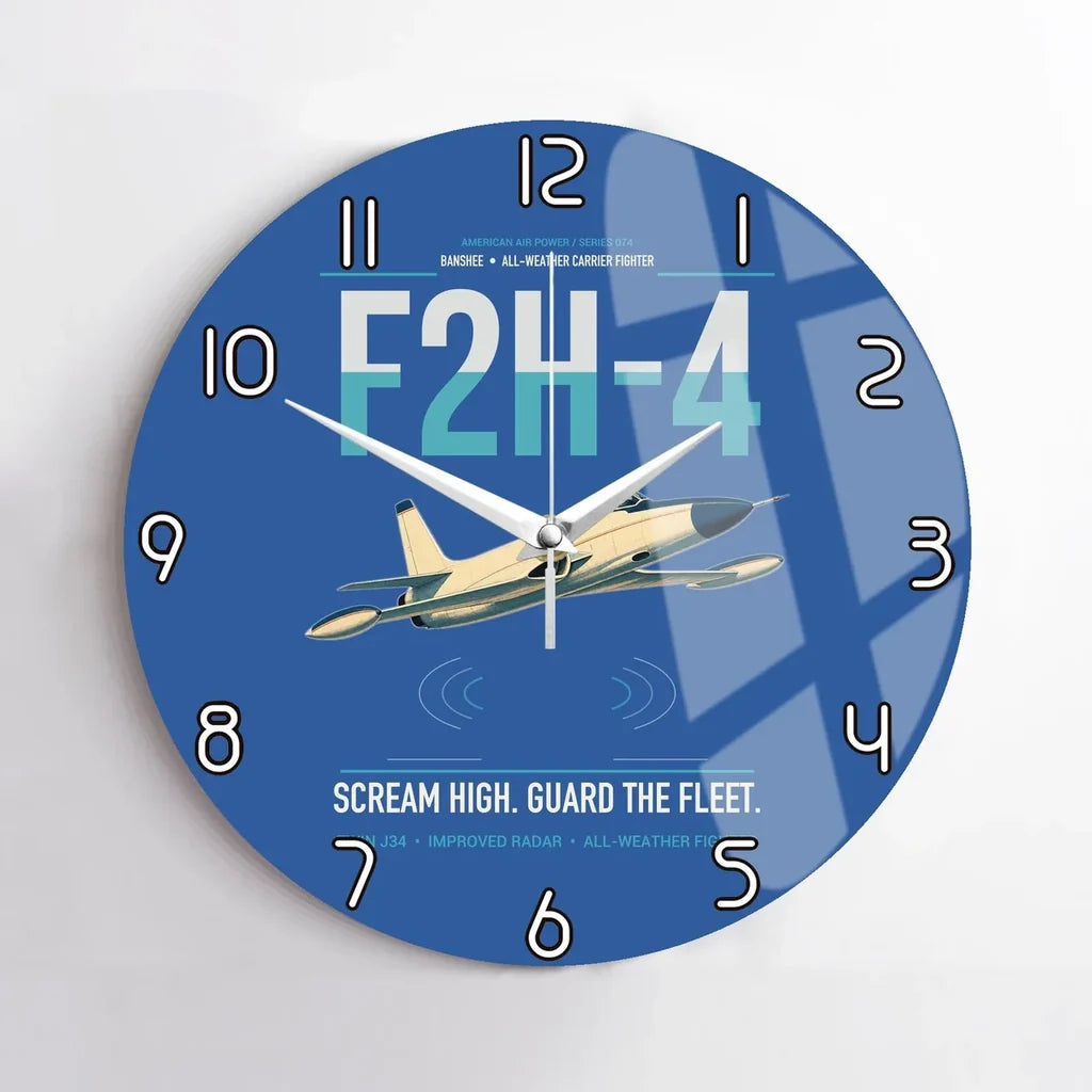 F2H-4 Banshee design on blue no frame wall clock