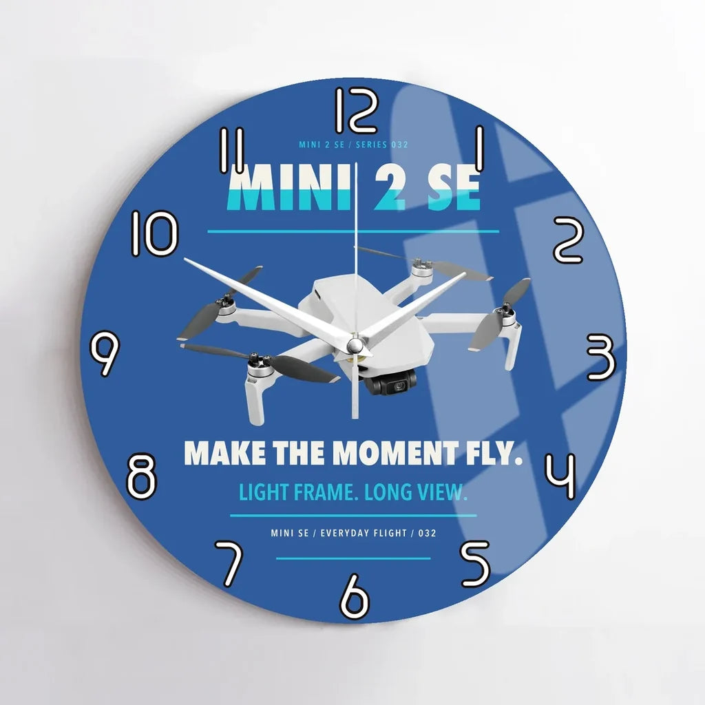 DJI Mini 2 SE design on blue no frame wall clock