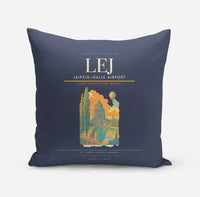 Thumbnail for Leipzig–Halle Airport (LEJ) design on navy blue pillow