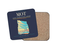 Thumbnail for Minot International Airport (MOT) design on navy blue 1 piece coaster
