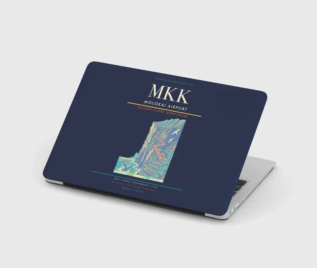 Molokai Airport (MKK) design on navy blue MacBook case