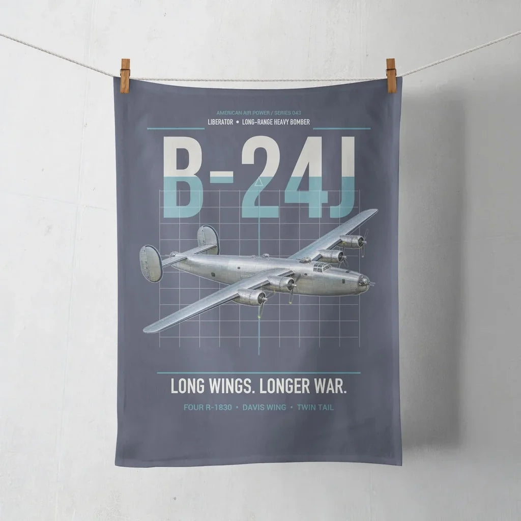 B-24J Liberator design on navy blue towel