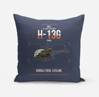 Thumbnail for Bell H-13G Sioux design on navy blue pillow