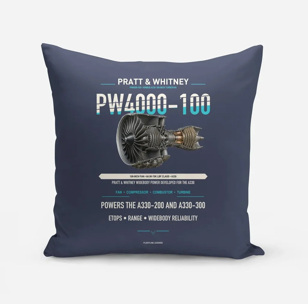 PW4000-100 design on navy blue pillow