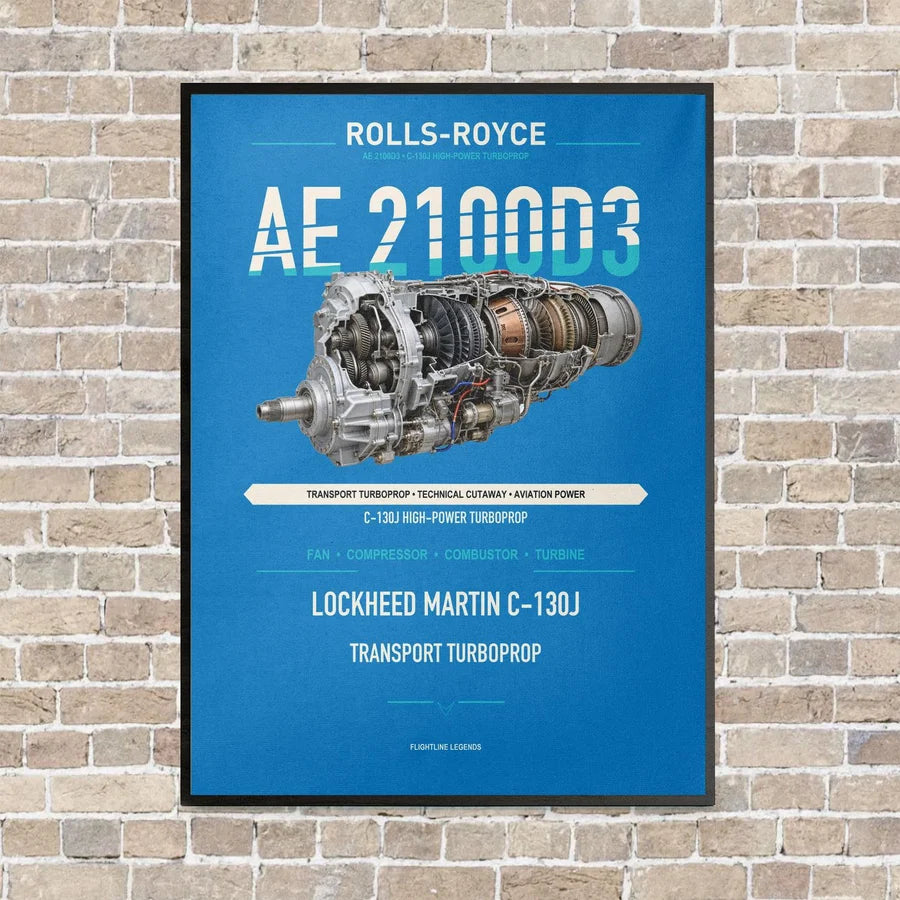 AE 2100D3 vertical canvas print - framed - turquoise background