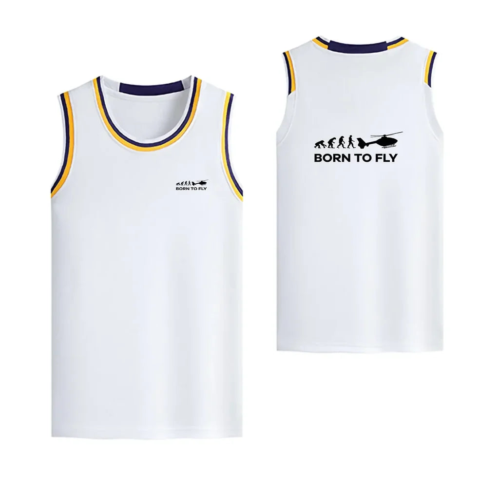 Born To Fly Helicopter Designed Basketball Style Sports Tank Tops - view 16