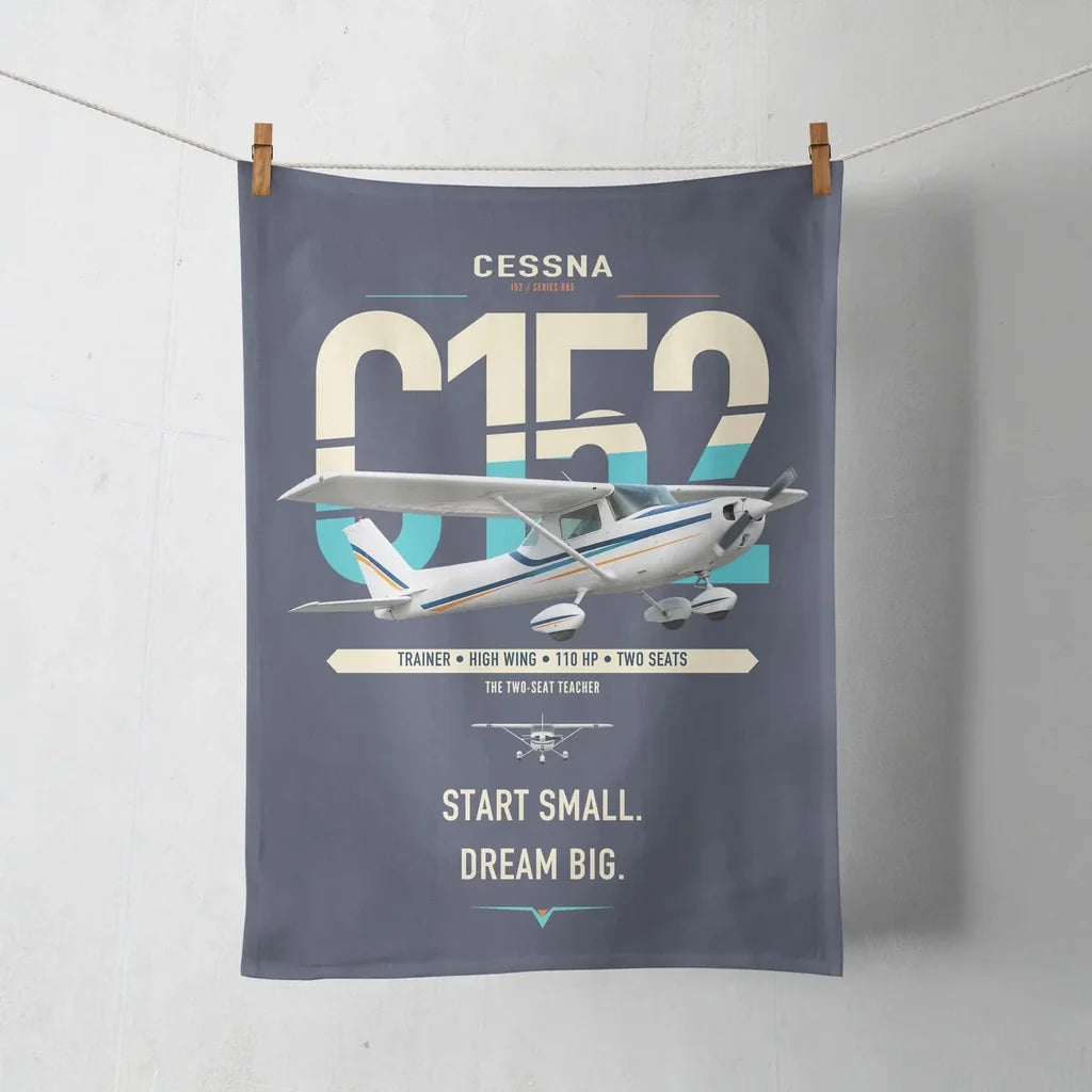 Cessna 152 design on navy blue towel
