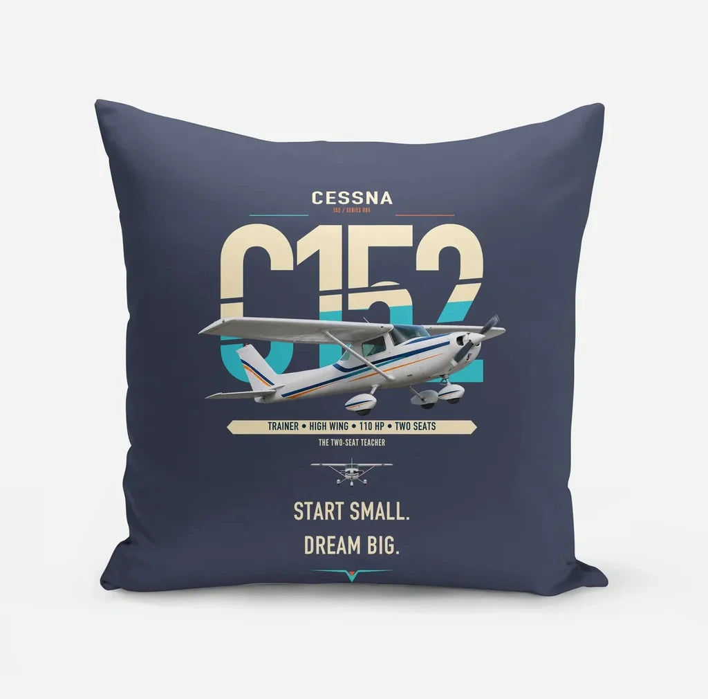 Cessna 152 design on navy blue pillow