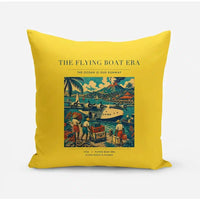 Thumbnail for VINTAGE G4055 - The Flying Boat Era - Designed Pillows design on yellow