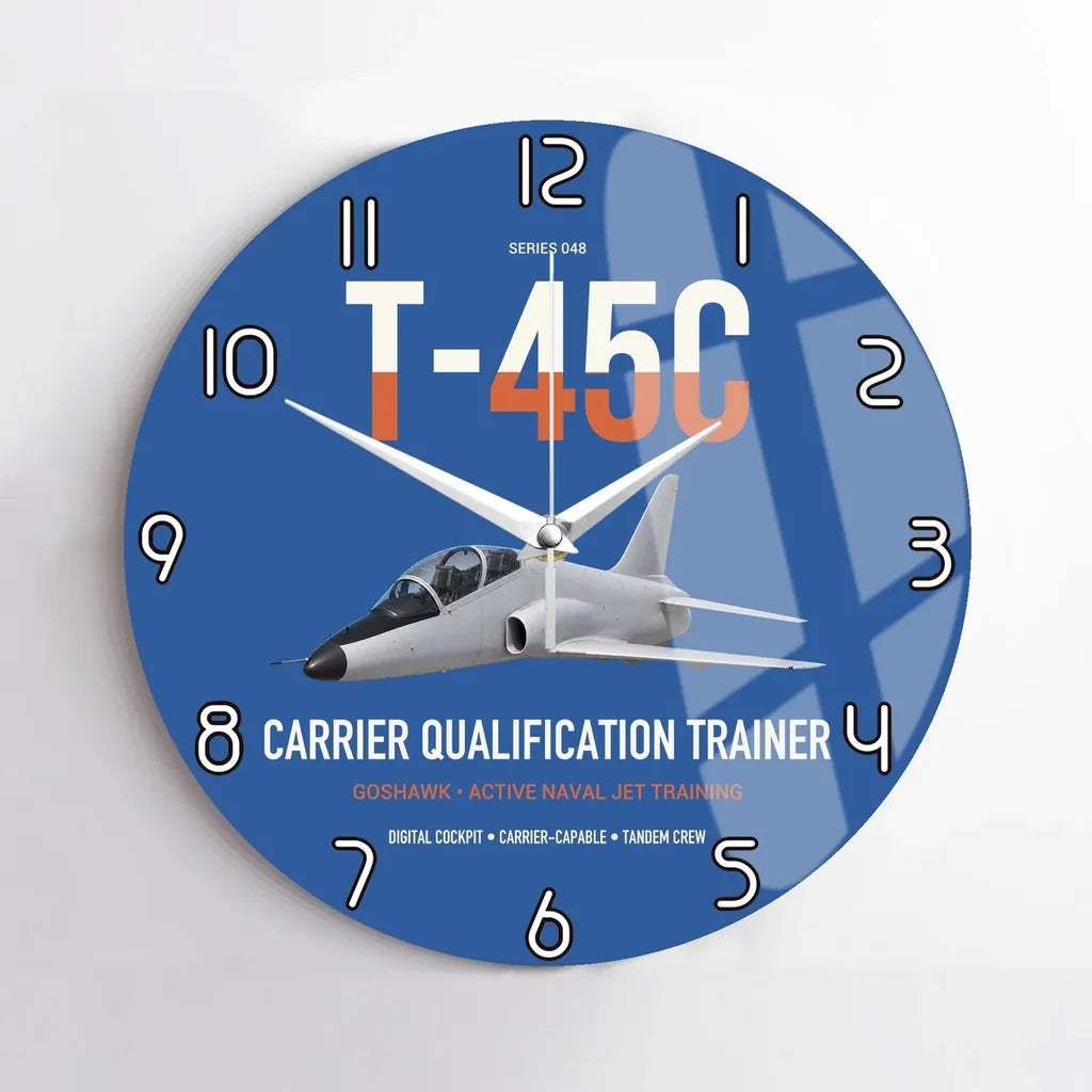 T-45C Goshawk design on blue no frame wall clock