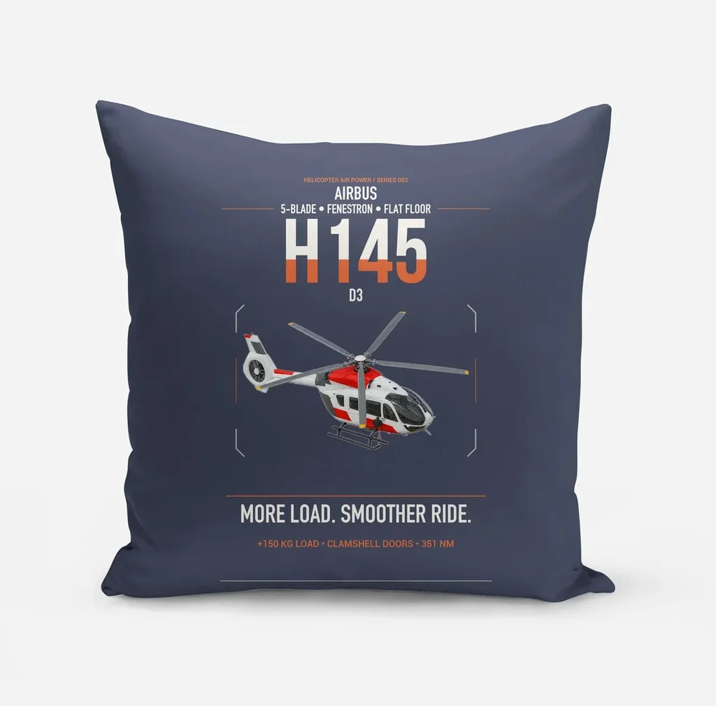 Airbus H145 D3 design on navy blue pillow