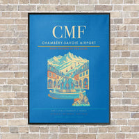 Thumbnail for Chambéry-Savoie Airport CMF vertical canvas print - framed - turquoise background