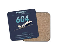 Thumbnail for Bombardier Challenger 604 design on navy blue 1 piece coaster