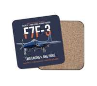 Thumbnail for F7F-3 Tigercat Two Engines One Hunt design on navy blue 1 piece coaster