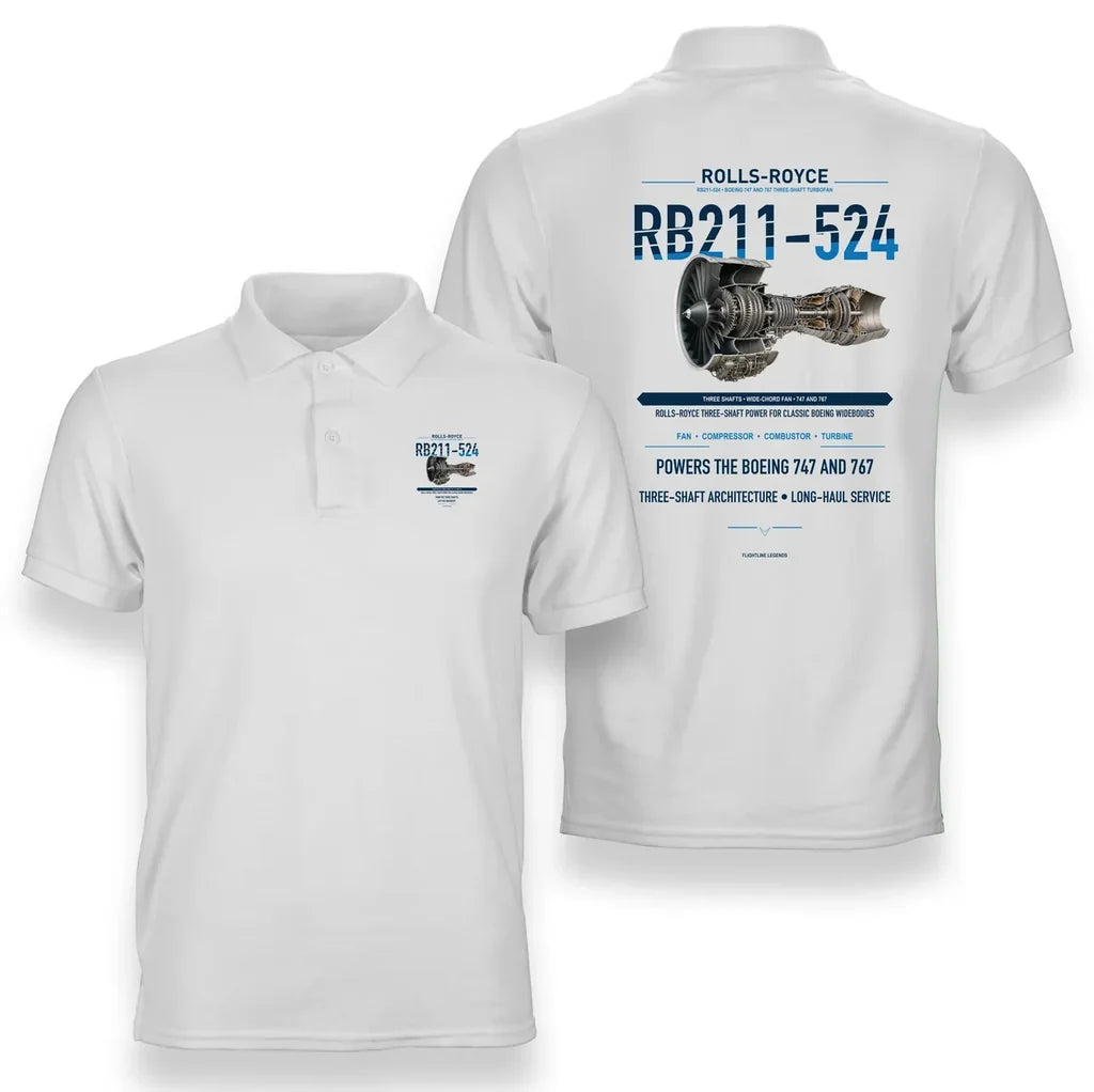 RB211-524 design on white polo