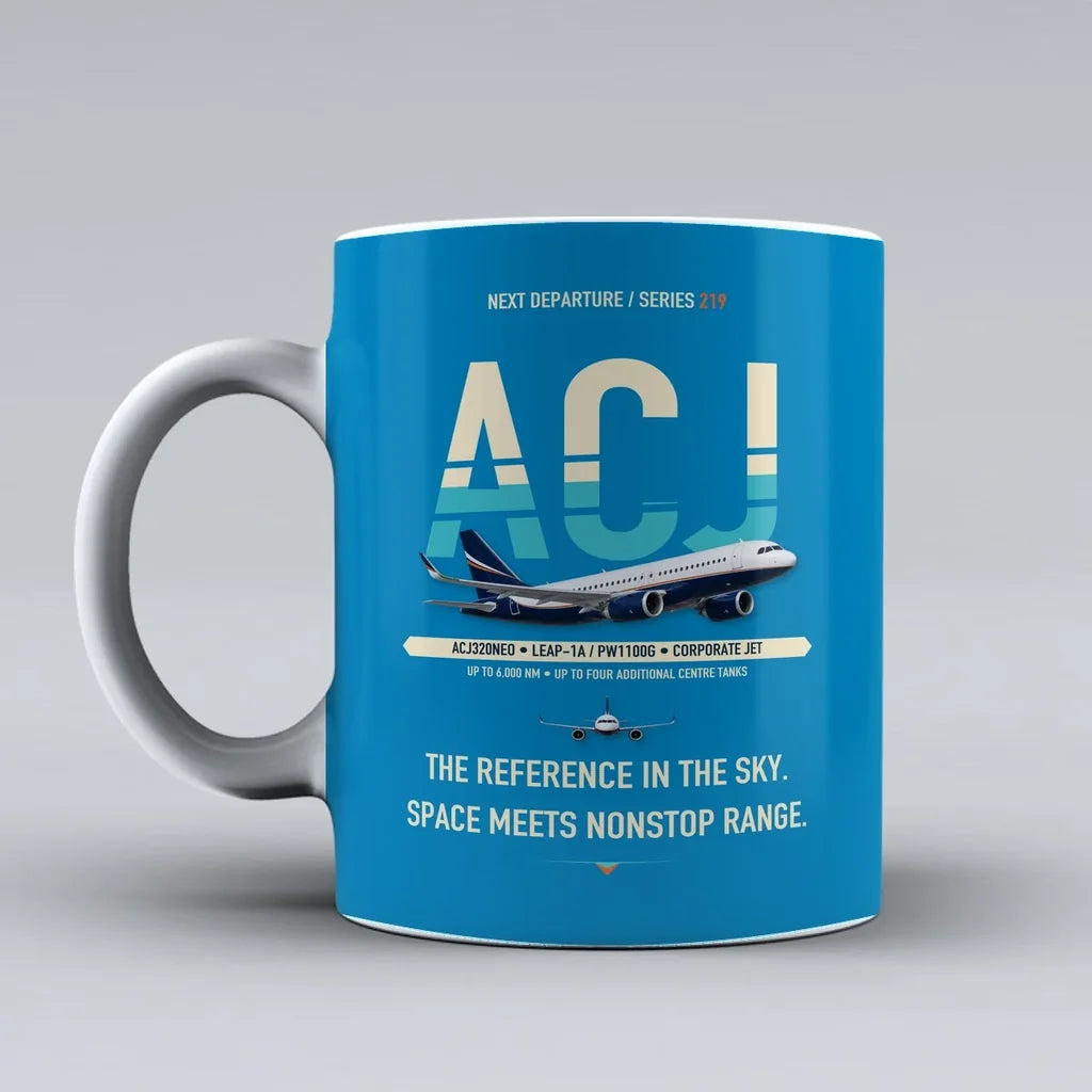 ACJ320neo Mug design on turquoise airbus