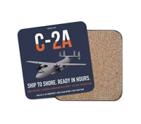 Thumbnail for C-2A Greyhound design on navy blue 1 piece coaster