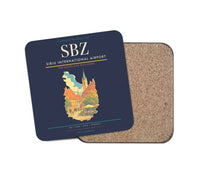 Thumbnail for Sibiu International Airport (SBZ) design on navy blue 1 piece coaster