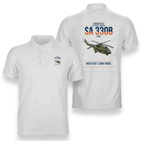 Thumbnail for Aérospatiale SA 330B Puma design on white double-side polo t-shirt, double-side print