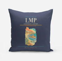 Thumbnail for Lampedusa Airport (LMP) design on navy blue pillow