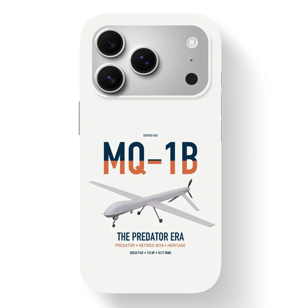 MQ-1B Predator design on white magsafe iphone case, for iPhone 17 Pro