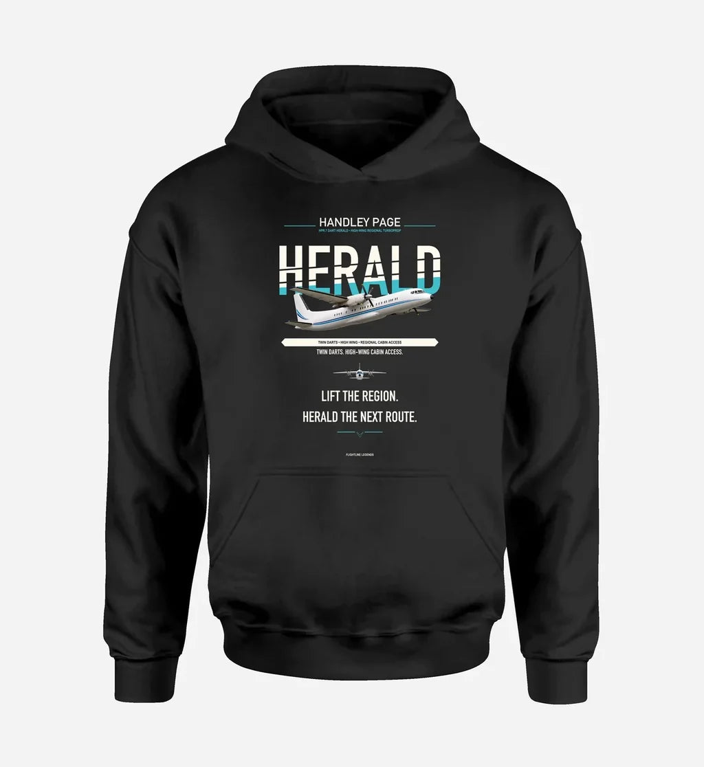 Handley Page HPR.7 Dart Herald design on black hoodie single side