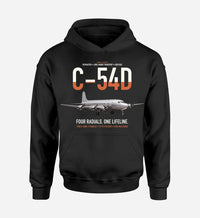 Thumbnail for C-54D Skymaster design on black double-side hoodie, single-side print