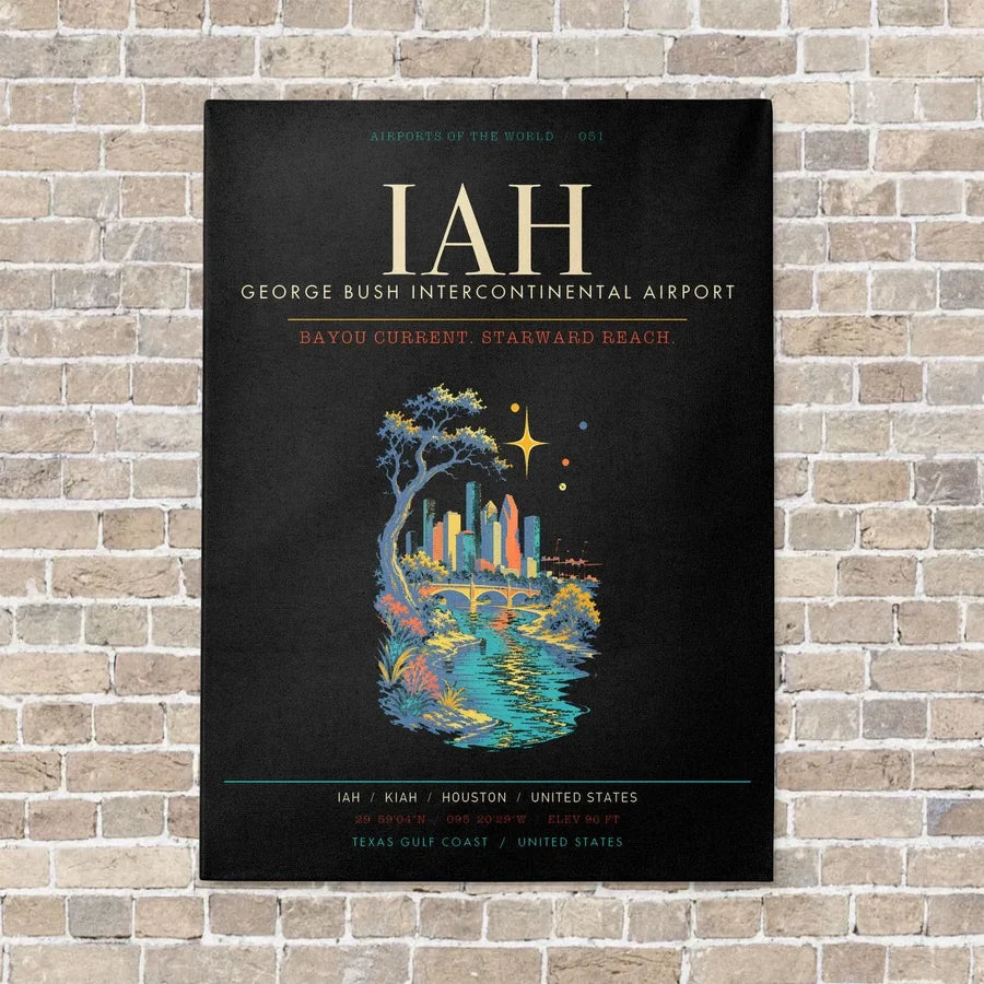 Houston George Bush Intercontinental Airport IAH - Canvas Framed - Black