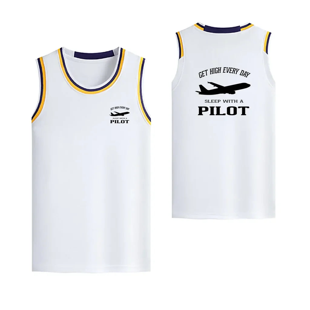 Get High Every Day Sleep With A Pilot Designed Basketball Style Sports Tank Tops - view 16
