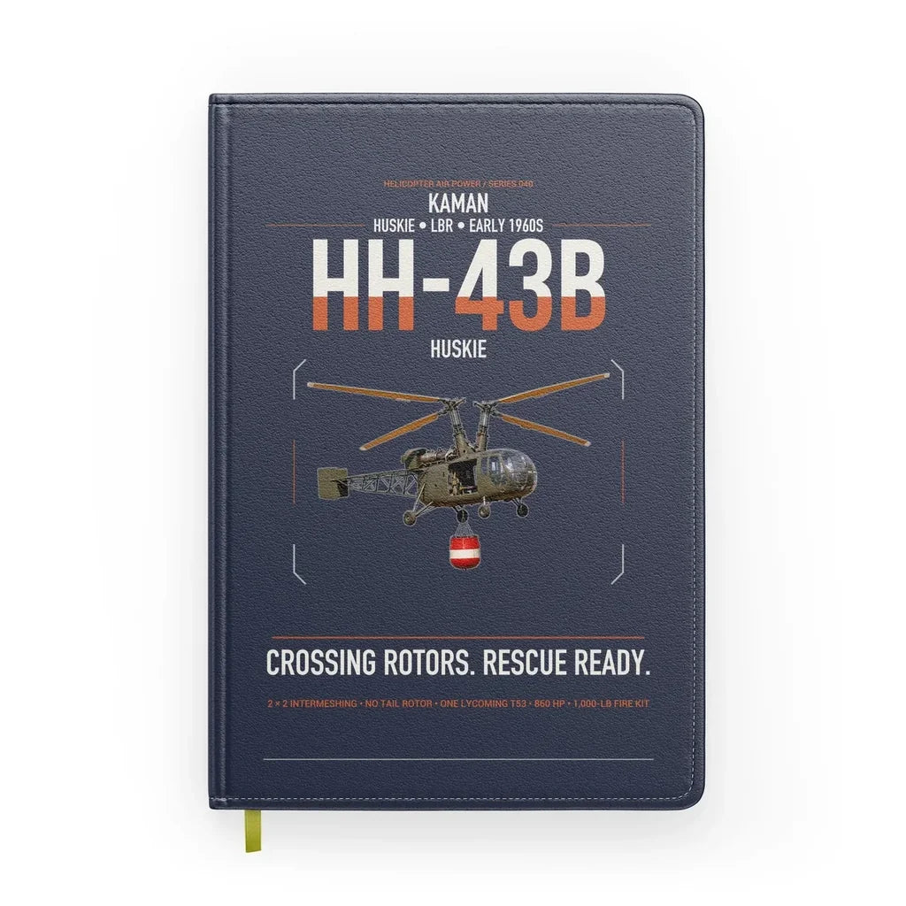 Kaman HH-43B Huskie design on navy blue notebook