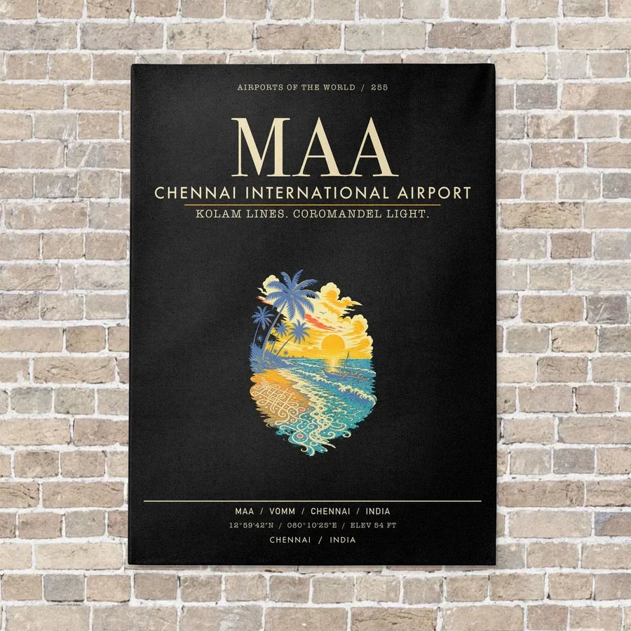 Chennai International Airport MAA - Canvas Framed - Black