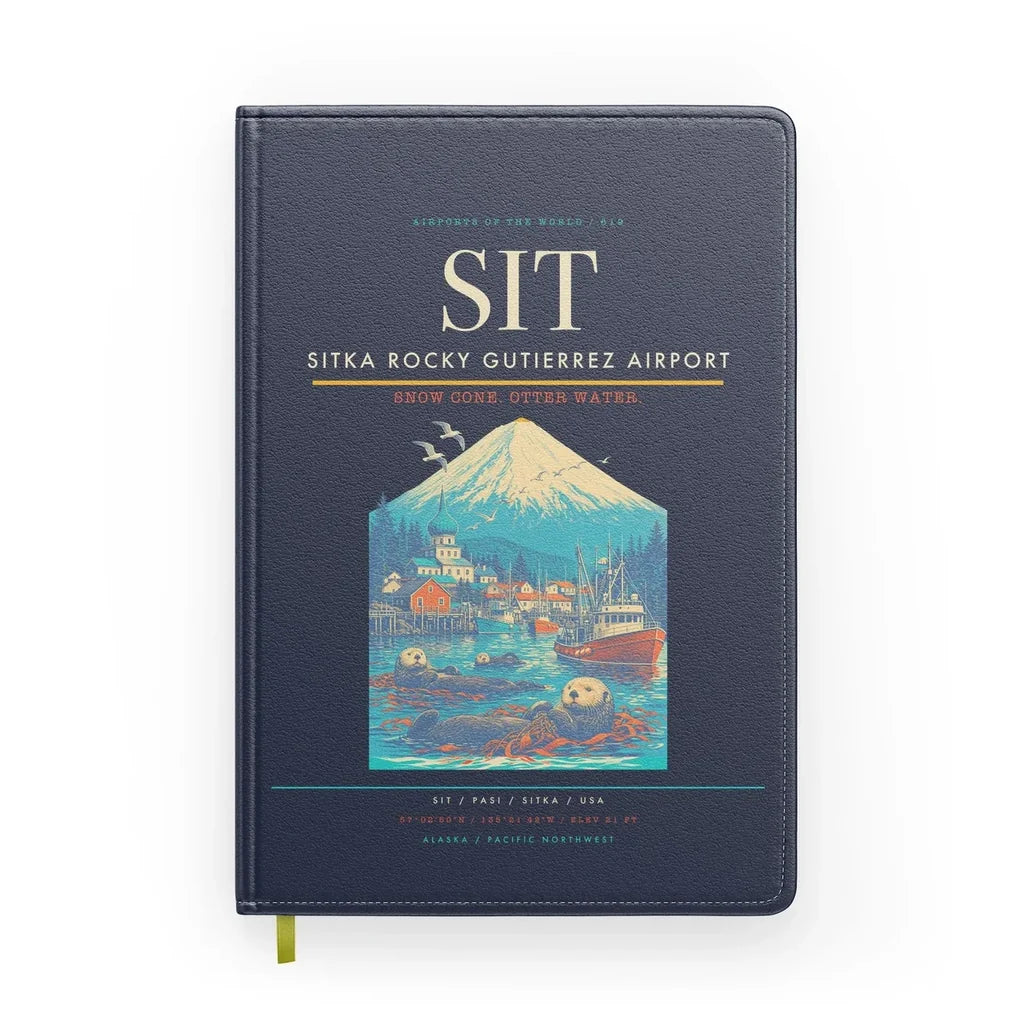 Sitka Rocky Gutierrez Airport (SIT) design on navy blue notebook