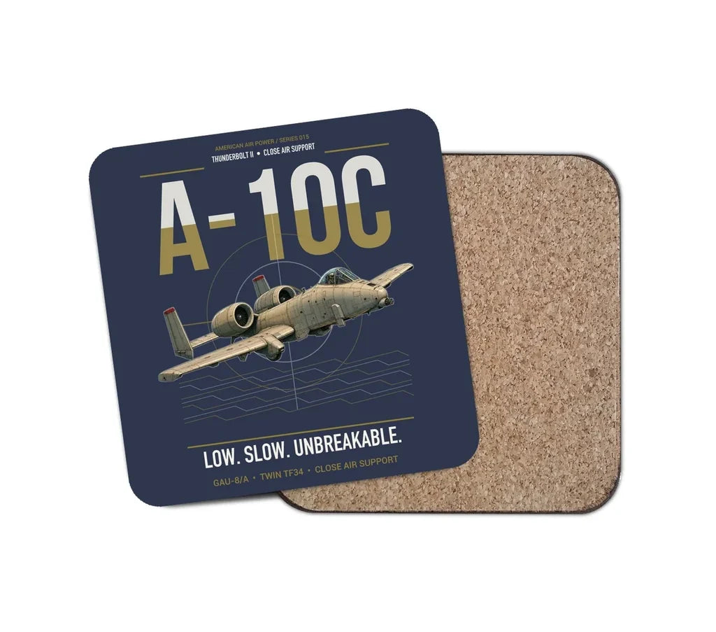 A-10C Thunderbolt II design on navy blue 1 piece coaster