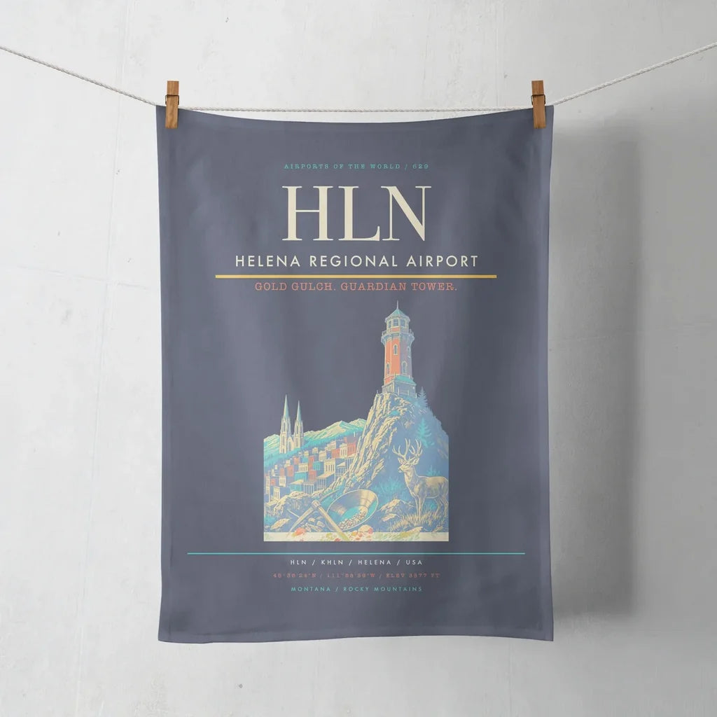 Helena Regional Airport (HLN) design on navy blue towel