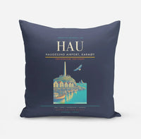 Thumbnail for Haugesund Airport, Karmøy (HAU) design on navy blue pillow
