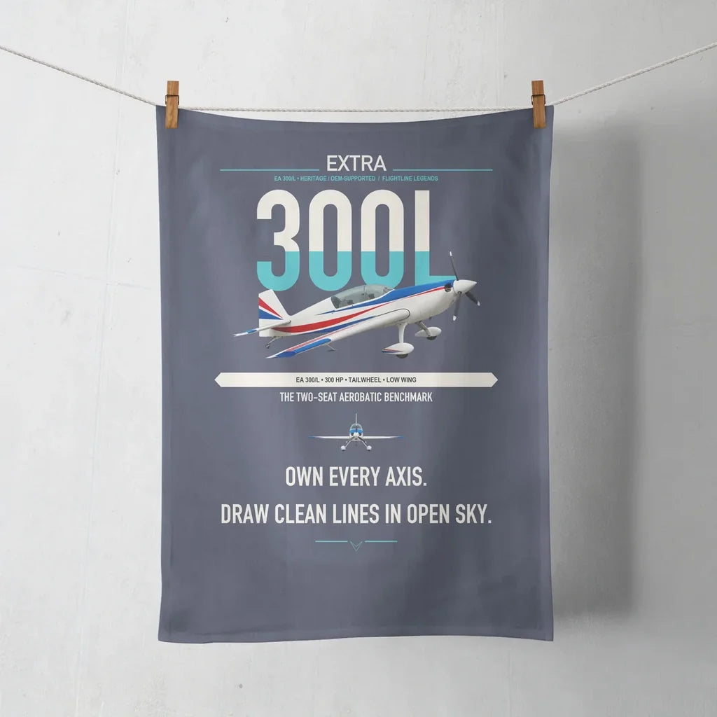 Extra 300L design on navy blue towel