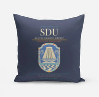 Thumbnail for Santos Dumont Airport (SDU) design on navy blue pillow