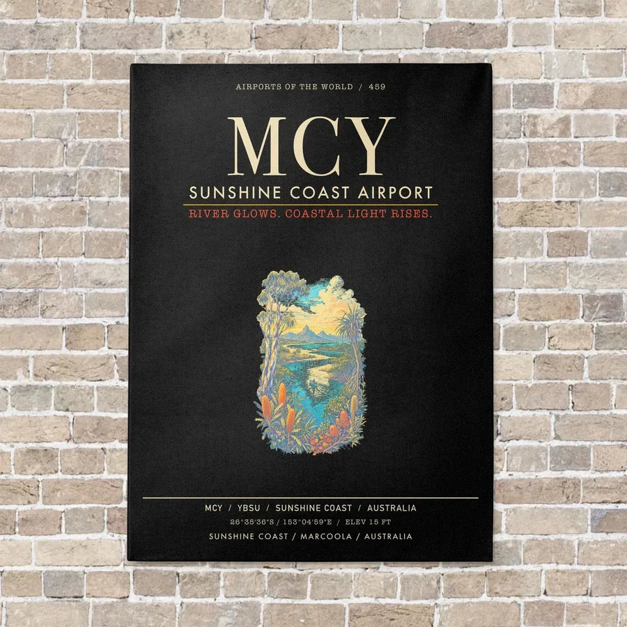Sunshine Coast Airport MCY - Canvas Framed - Black