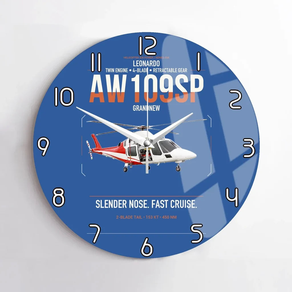Leonardo AW109SP GrandNew design on blue no frame wall clock
