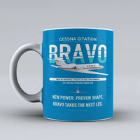 Thumbnail for Cessna Citation Bravo design on turquoise ceramic mug, double-side print