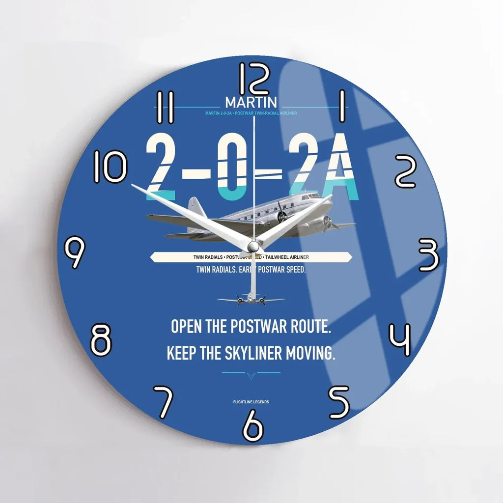 Martin 2-0-2A design on blue no frame wall clock